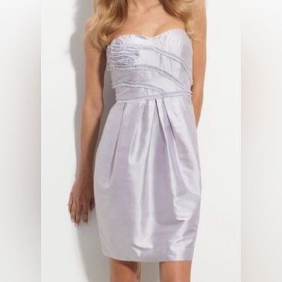 SUZI CHIN for MAGGY BOUTIQUE ~Grey Strapless Dress~Beautiful Draped Detail~Sz 12 - Picture 1 of 6